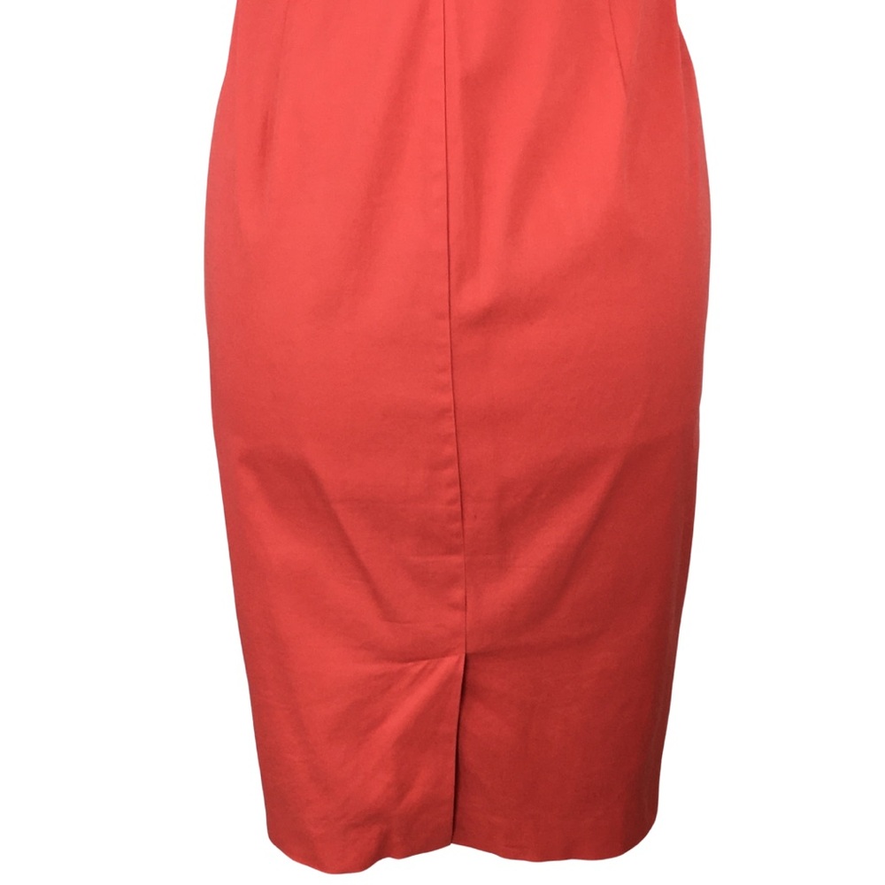 Boden Coral Peach with Fuchsia Ribbon Detail Sleeve Sheath Midi Dress size 8 - Picture 14 of 15